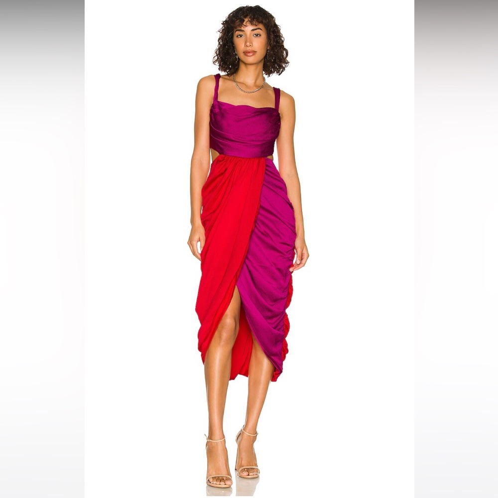 AMUR Persey Twist Strap Dress in Raspberry Sorbet